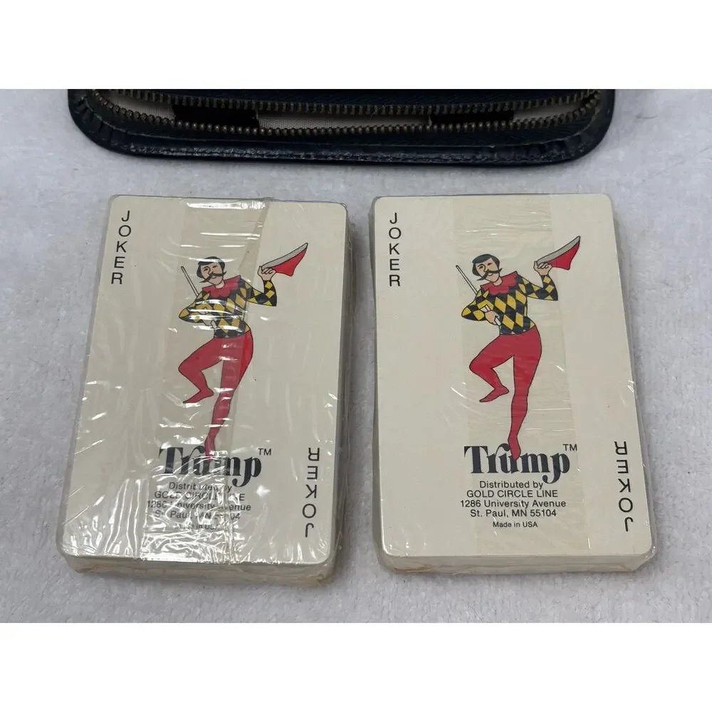 Vtg Griffon Playing Cards Made In Austria Black Leather‎ Case Score Pad NEW